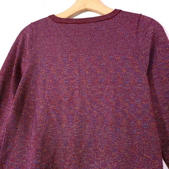 NEW Modcloth Charter School Metallic Button Down Cardigan Sweater Burgundy Small - Picture 7 of 9